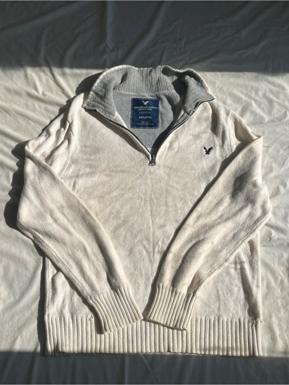 American Eagle Outfitters Men’s Cream Half-Zip Sweater